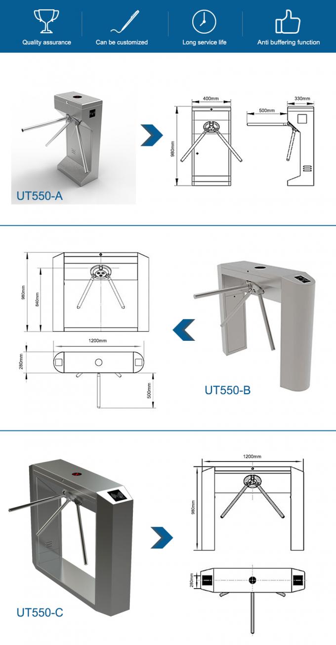 Porte extérieure d'intérieur verticale de tourniquet d'entrée de porte de métro d'acier inoxydable de trois rouleaux d'UNIQSCAN